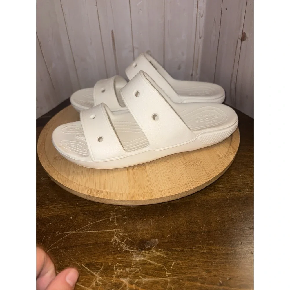 Crocs Comfort Slides White Two Strap Sandals Casual Summer Essential W7/M5